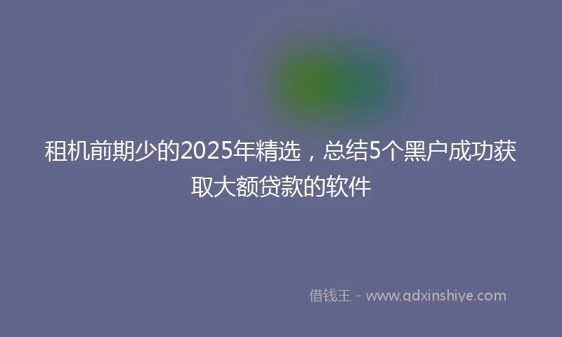 租机前期少的2025年精选，总结5个黑户成功获取大额贷款的软件