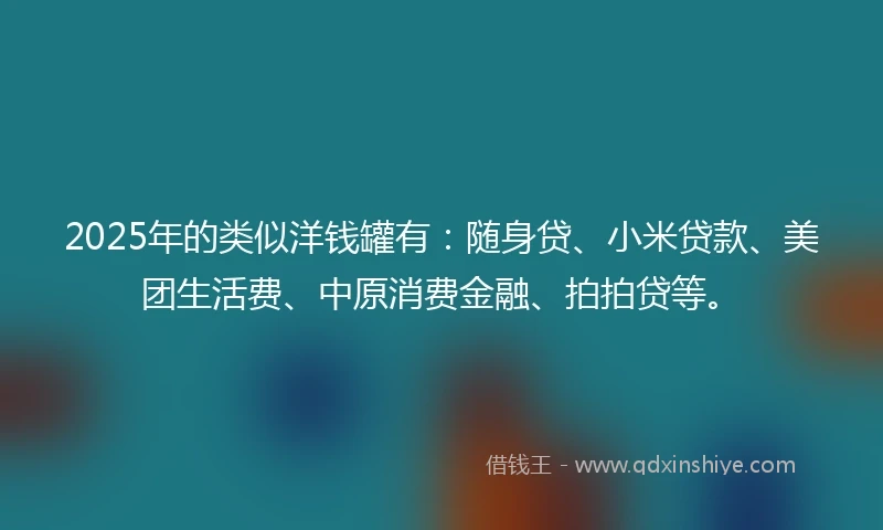 2025年的类似洋钱罐有：随身贷、小米贷款、美团生活费、中原消费金融、拍拍贷等。