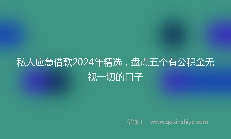 私人应急借款2024年精选，盘点五个有公积金无视一切的口子