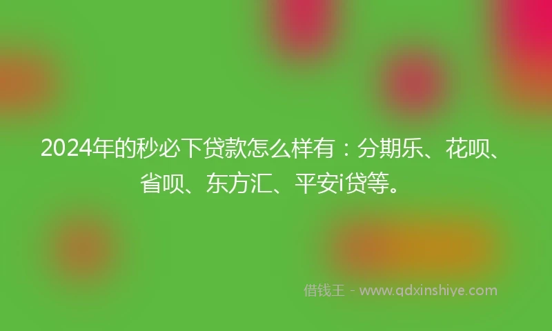 2024年的秒必下贷款怎么样有：分期乐、花呗、省呗、东方汇、平安i贷等。