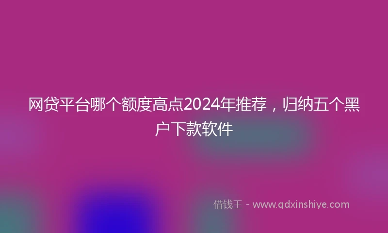 网贷平台哪个额度高点2024年推荐，归纳五个黑户下款软件