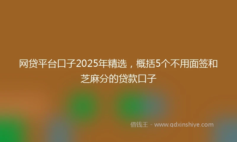 网贷平台口子2025年精选，概括5个不用面签和芝麻分的贷款口子