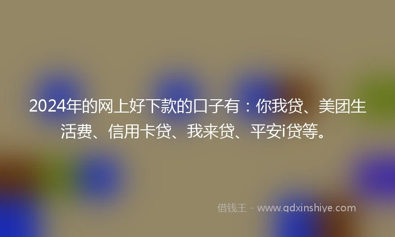 2024年的网上好下款的口子有：你我贷、美团生活费、信用卡贷、我来贷、平安i贷等。