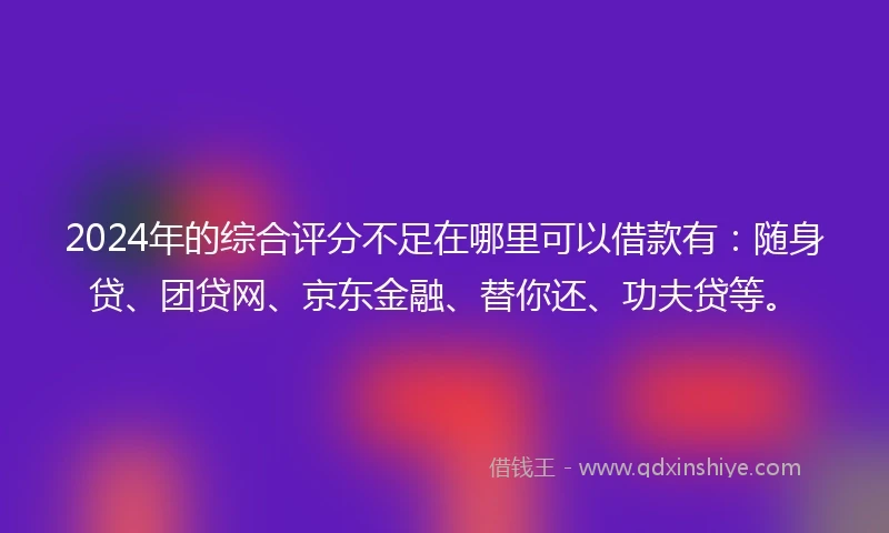 2024年的综合评分不足在哪里可以借款有：随身贷、团贷网、京东金融、替你还、功夫贷等。