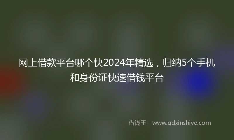 网上借款平台哪个快2024年精选，归纳5个手机和身份证快速借钱平台