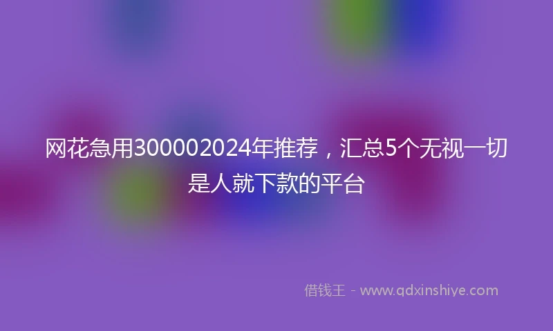网花急用300002024年推荐，汇总5个无视一切是人就下款的平台