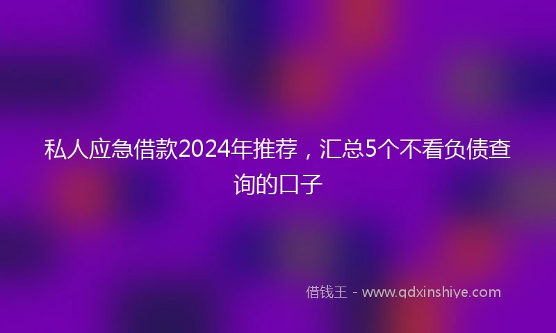 私人应急借款2024年推荐，汇总5个不看负债查询的口子
