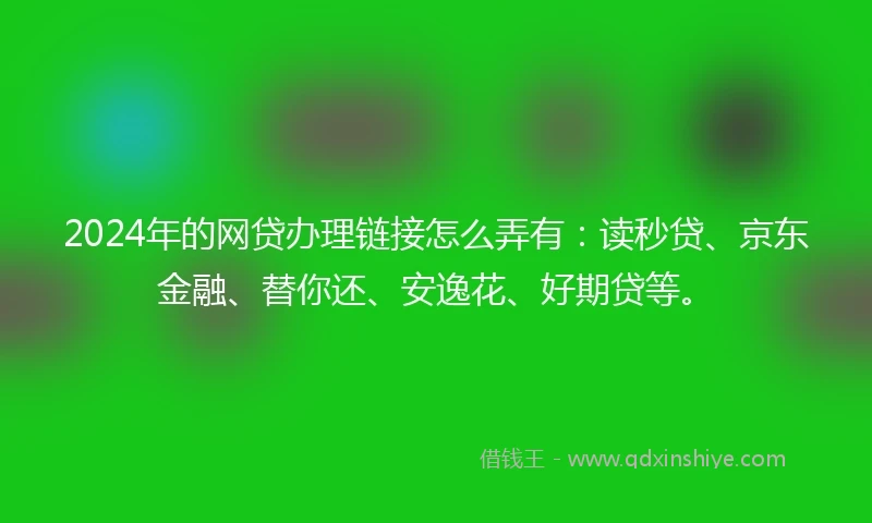 2024年的网贷办理链接怎么弄有：读秒贷、京东金融、替你还、安逸花、好期贷等。