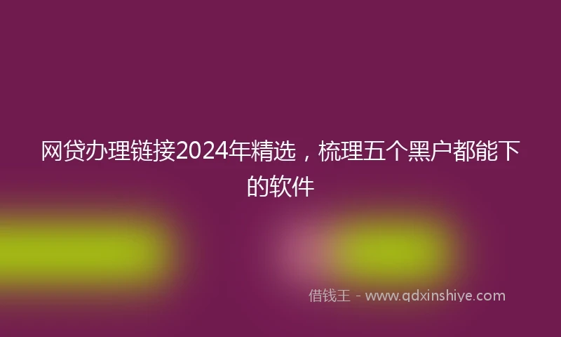 网贷办理链接2024年精选，梳理五个黑户都能下的软件