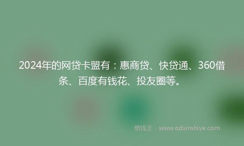 2024年的网贷卡盟有：惠商贷、快贷通、360借条、百度有钱花、投友圈等。