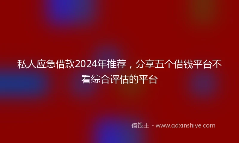 私人应急借款2024年推荐，分享五个借钱平台不看综合评估的平台