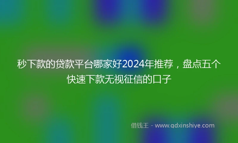 秒下款的贷款平台哪家好2024年推荐,盘点五个快速下款无视征信的口子