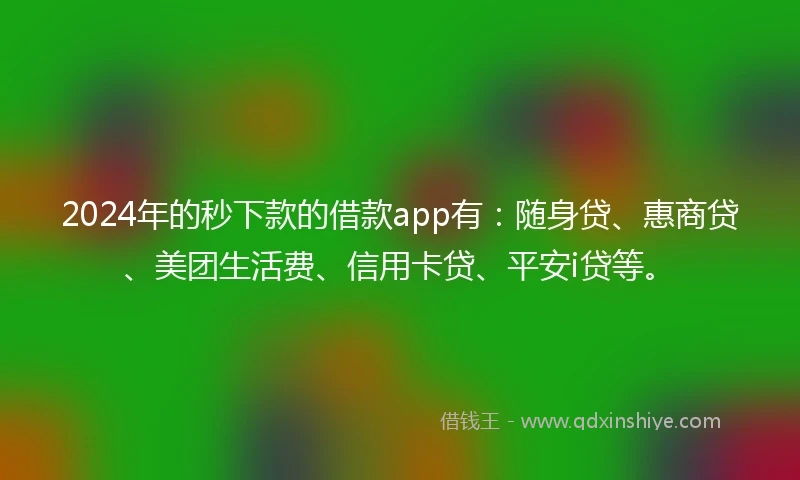 2024年的秒下款的借款app有：随身贷、惠商贷、美团生活费、信用卡贷、平安i贷等。