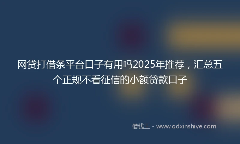 网贷打借条平台口子有用吗2025年推荐，汇总五个正规不看征信的小额贷款口子