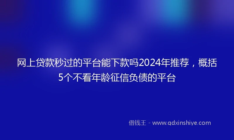 网上贷款秒过的平台能下款吗2024年推荐，概括5个不看年龄征信负债的平台