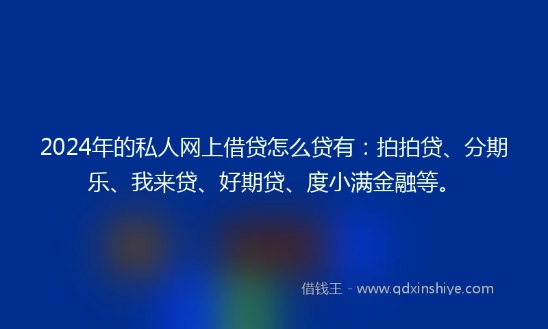 2024年的私人网上借贷怎么贷有：拍拍贷、分期乐、我来贷、好期贷、度小满金融等。