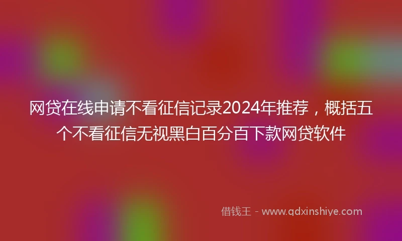 网贷在线申请不看征信记录2024年推荐，概括五个不看征信无视黑白百分百下款网贷软件