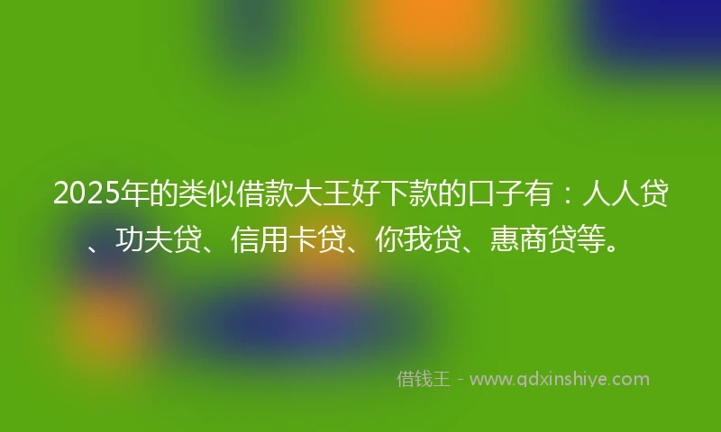 2025年的类似借款大王好下款的口子有：人人贷、功夫贷、信用卡贷、你我贷、惠商贷等。
