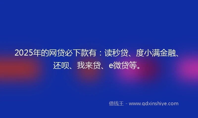 2025年的网贷必下款有：读秒贷、度小满金融、还呗、我来贷、e微贷等。