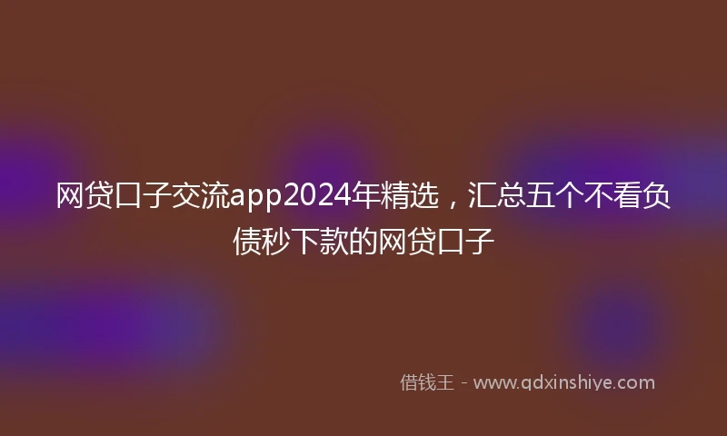 网贷口子交流app2024年精选，汇总五个不看负债秒下款的网贷口子