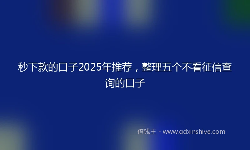 秒下款的口子2025年推荐，整理五个不看征信查询的口子