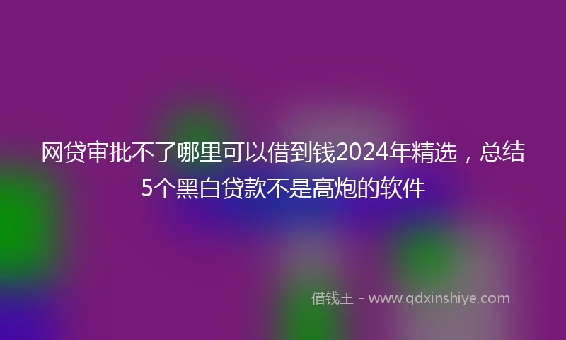 网贷审批不了哪里可以借到钱2024年精选，总结5个黑白贷款不是高炮的软件