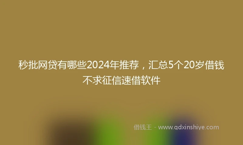 秒批网贷有哪些2024年推荐，汇总5个20岁借钱不求征信速借软件