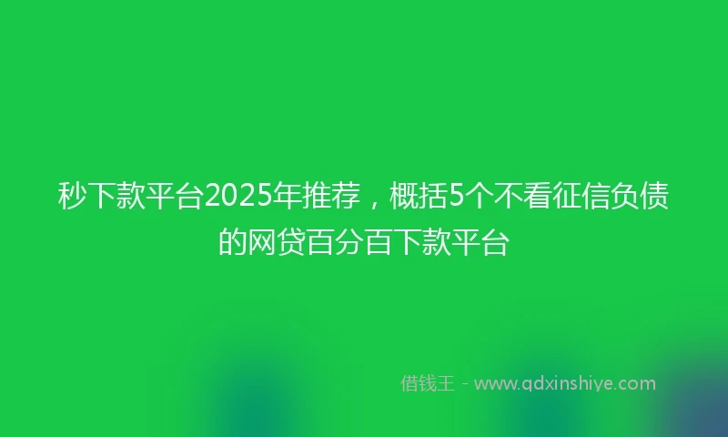 秒下款平台2025年推荐，概括5个不看征信负债的网贷百分百下款平台