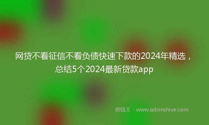 网贷不看征信不看负债快速下款的2024年精选，总结5个2024最新贷款app