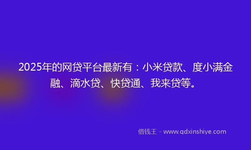 2025年的网贷平台最新有：小米贷款、度小满金融、滴水贷、快贷通、我来贷等。