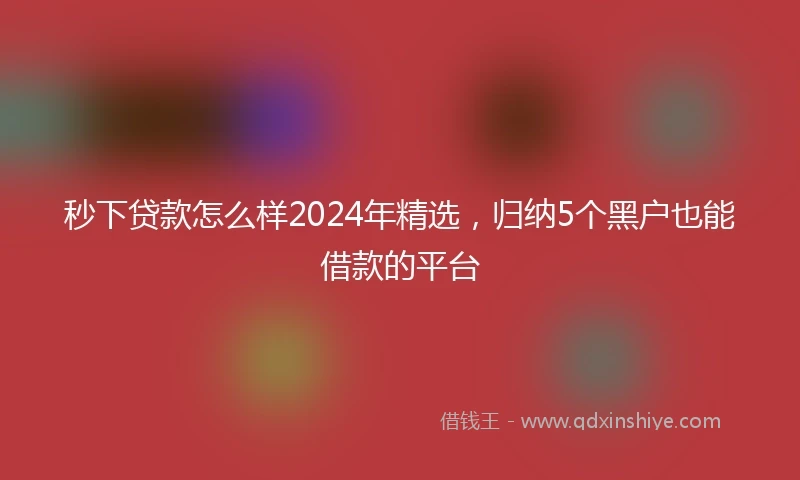 秒下贷款怎么样2024年精选，归纳5个黑户也能借款的平台