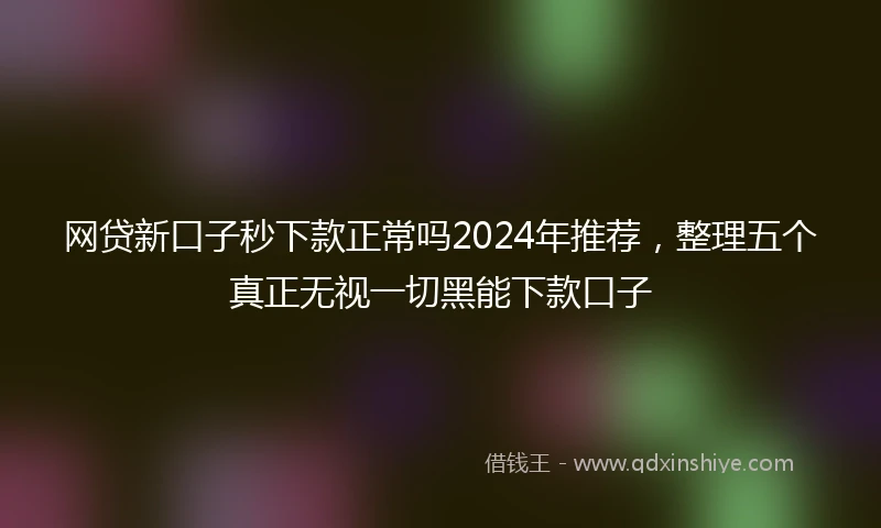 网贷新口子秒下款正常吗2024年推荐，整理五个真正无视一切黑能下款口子