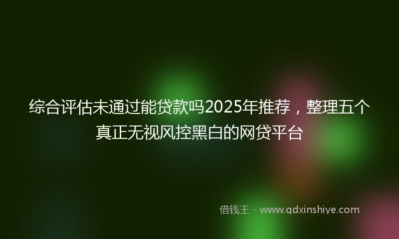 综合评估未通过能贷款吗2025年推荐，整理五个真正无视风控黑白的网贷平台