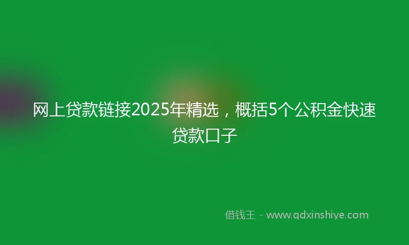 网上贷款链接2025年精选，概括5个公积金快速贷款口子