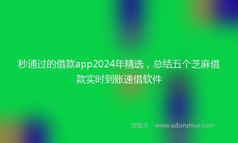 秒通过的借款app2024年精选，总结五个芝麻借款实时到账速借软件