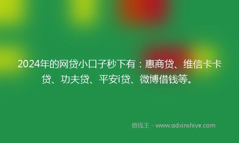 2024年的网贷小口子秒下有：惠商贷、维信卡卡贷、功夫贷、平安i贷、微博借钱等。