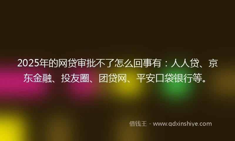 2025年的网贷审批不了怎么回事有：人人贷、京东金融、投友圈、团贷网、平安口袋银行等。