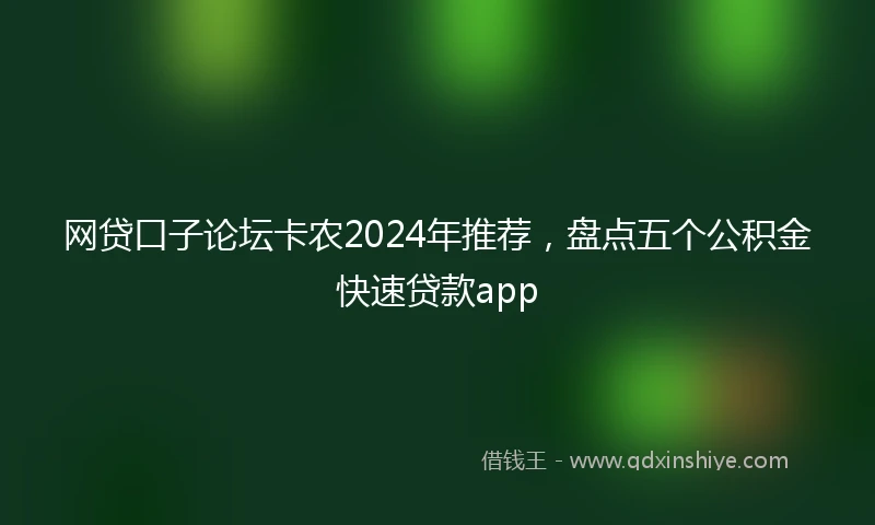 网贷口子论坛卡农2024年推荐，盘点五个公积金快速贷款app