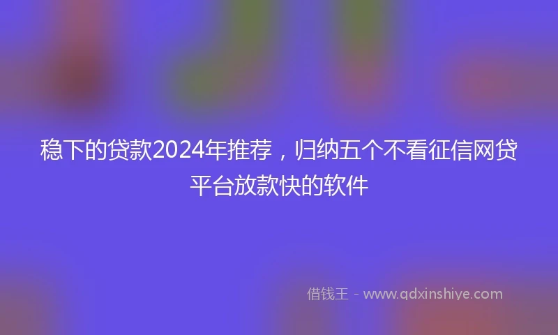 稳下的贷款2024年推荐，归纳五个不看征信网贷平台放款快的软件