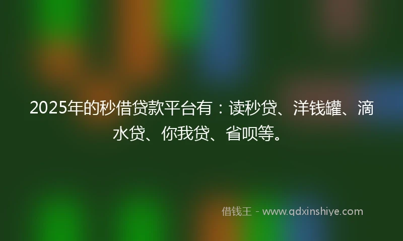 2025年的秒借贷款平台有：读秒贷、洋钱罐、滴水贷、你我贷、省呗等。