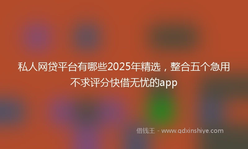 私人网贷平台有哪些2025年精选，整合五个急用不求评分快借无忧的app