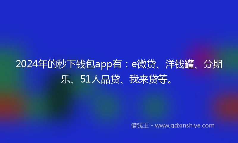 2024年的秒下钱包app有:e微贷、洋钱罐、分期乐、51人品贷、我来贷等。