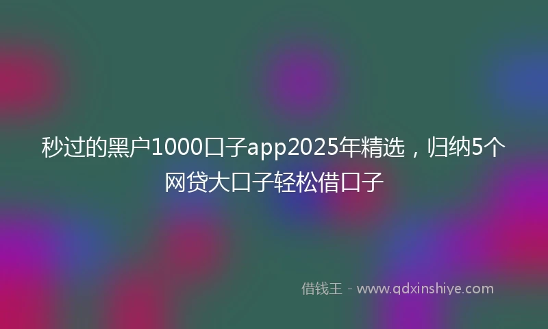 秒过的黑户1000口子app2025年精选，归纳5个网贷大口子轻松借口子