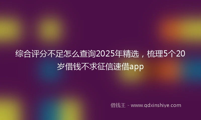 综合评分不足怎么查询2025年精选，梳理5个20岁借钱不求征信速借app