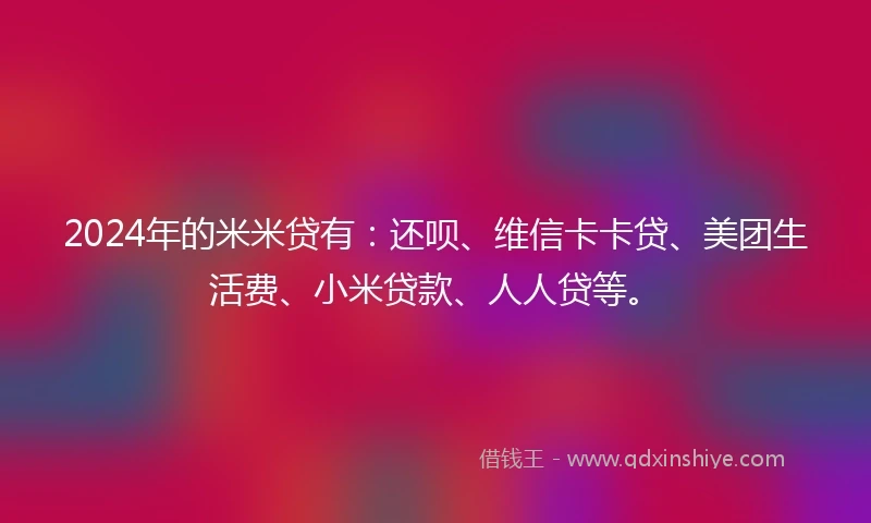 2024年的米米贷有：还呗、维信卡卡贷、美团生活费、小米贷款、人人贷等。