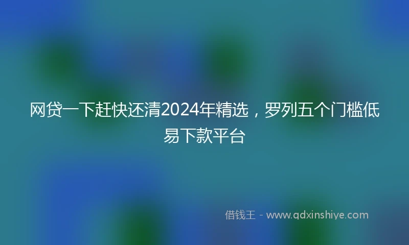 网贷一下赶快还清2024年精选，罗列五个门槛低易下款平台