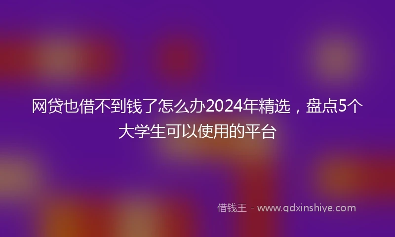 网贷也借不到钱了怎么办2024年精选，盘点5个大学生可以使用的平台