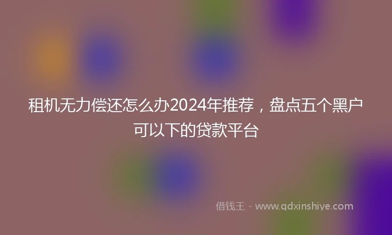 租机无力偿还怎么办2024年推荐，盘点五个黑户可以下的贷款平台