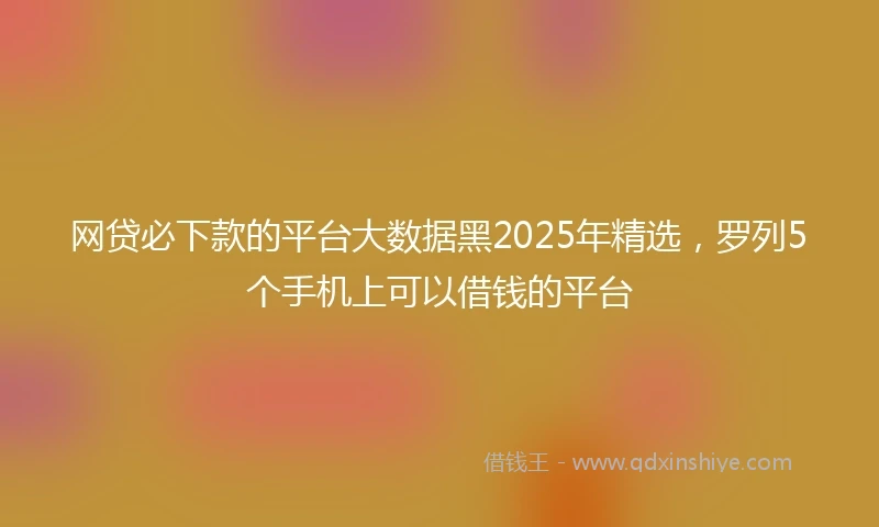 网贷必下款的平台大数据黑2025年精选，罗列5个手机上可以借钱的平台