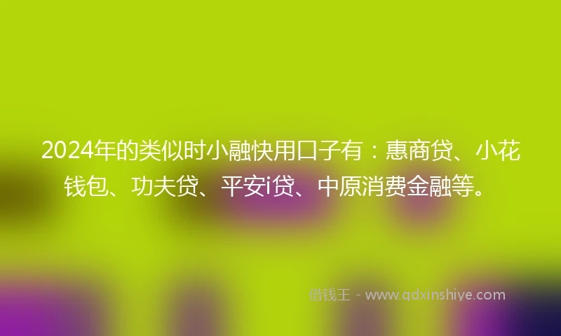 2024年的类似时小融快用口子有：惠商贷、小花钱包、功夫贷、平安i贷、中原消费金融等。
